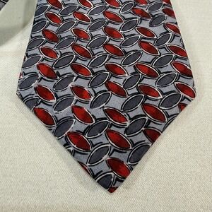 CAUVERY Men's Pure Silk Neck Tie Red Grey Design